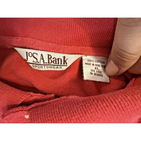 Jos A Bank Polo Shirt Mens XL Red Sportswear Classic Short Sleeve Casual Cotton - Picture 2 of 3
